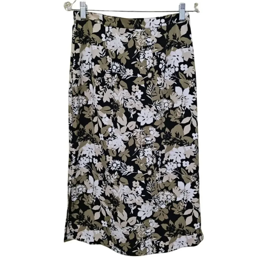 Briggs Vintage Midi Skirt Women's Size MP Floral Boho Office Casual Artsy Party